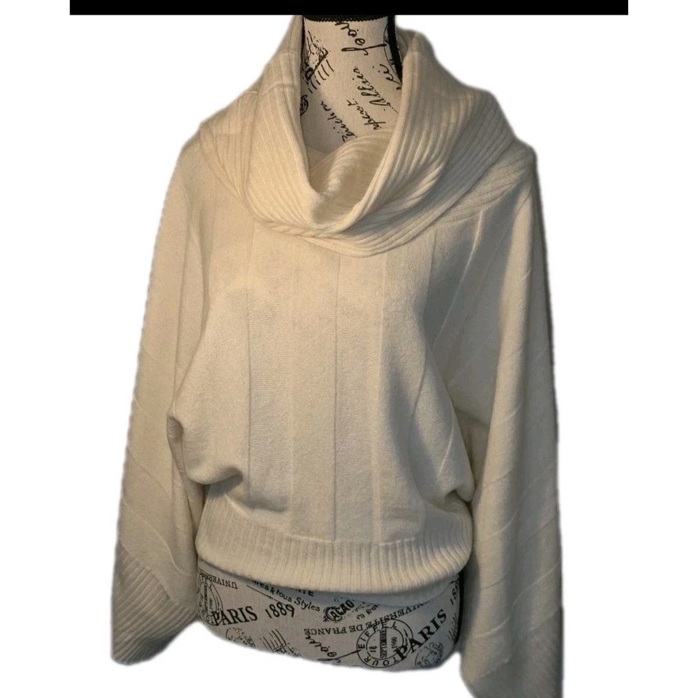 Nordstrom Oversized Sleeved Wool Cashmere Womens Sweater White Small Cowl luxury